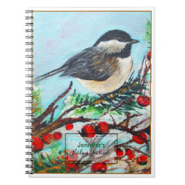 Sweet Chickadee Songbird Art Anteckningsbok