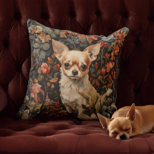 Sweet Chihuahua i en William Morris Stil Garden Kudde