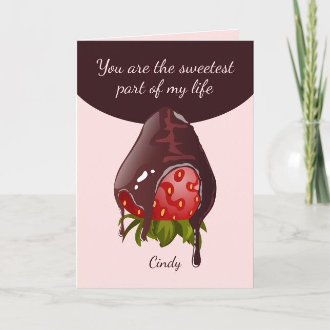Sweet Chocolate Covered Strawberry Photo Valentine Kort (Framsida)