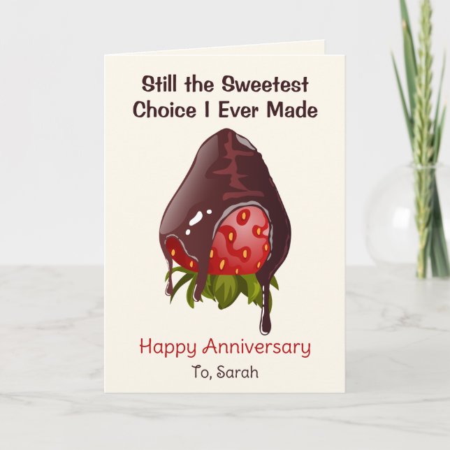 Sweet Chocolate Dip Strawberry Anniversary Photo Kort (Framsida)
