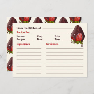 Sweet Chocolate Dipped Strawberry Cute Recipe Anteckningskort