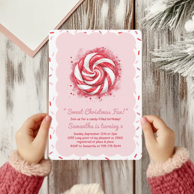 Sweet Christmas Fun Peppermint Candy  Inbjudningar (Skapare uppladdad)