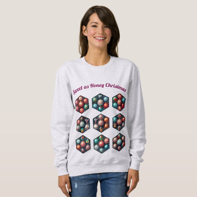 Sweet Christmas |  Hexagon Ornament Sweatshirt T Shirt (Hel framsida)