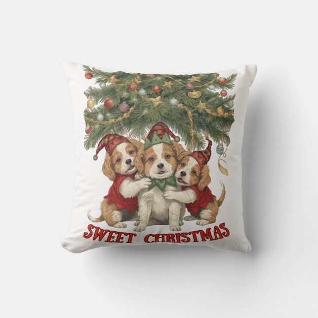 Sweet Christmas Hug – Merry Dogs and Holiday Cheer Kudde (Framsida)
