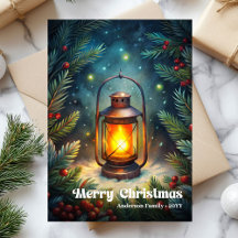 Sweet Christmas lantern vintage holly berries