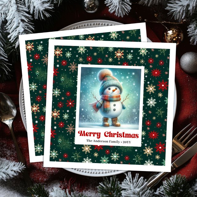 Sweet Christmas Snowman Napkins Personalized Kids  Pappersservett (Sweet Christmas Snowman Napkins Personalized Kids Style Art

)