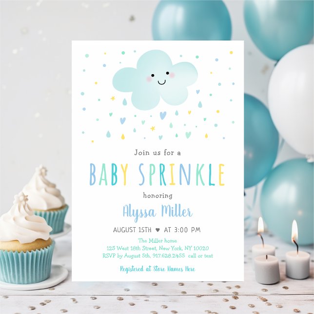 Sweet Cloud Blue Baby Sprinkle Inbjudningar (Skapare uppladdad)