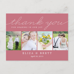 Sweet Collage Bröllop - tackkort - Rosa Vykort