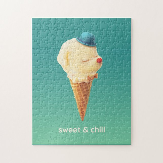Sweet Cone: Smiling Bichon Ice Cream Art Pussel (Vertikal)