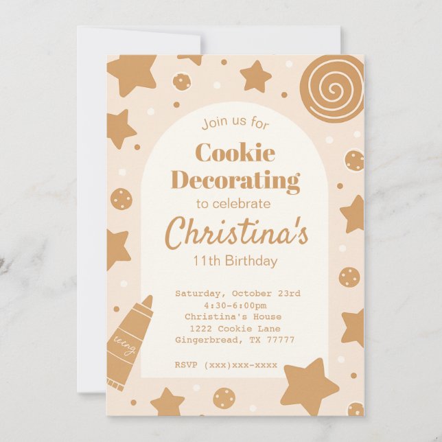 Sweet Cookie Decorating Birthday Invitation Inbjudningar (Framsida)