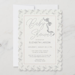 Sweet Coquette Beige Bow Tie Elegant Baby Shower Inbjudningar