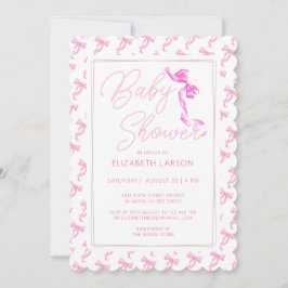 Sweet Coquette Rosa Bow Tie Elegant Baby Shower Inbjudningar