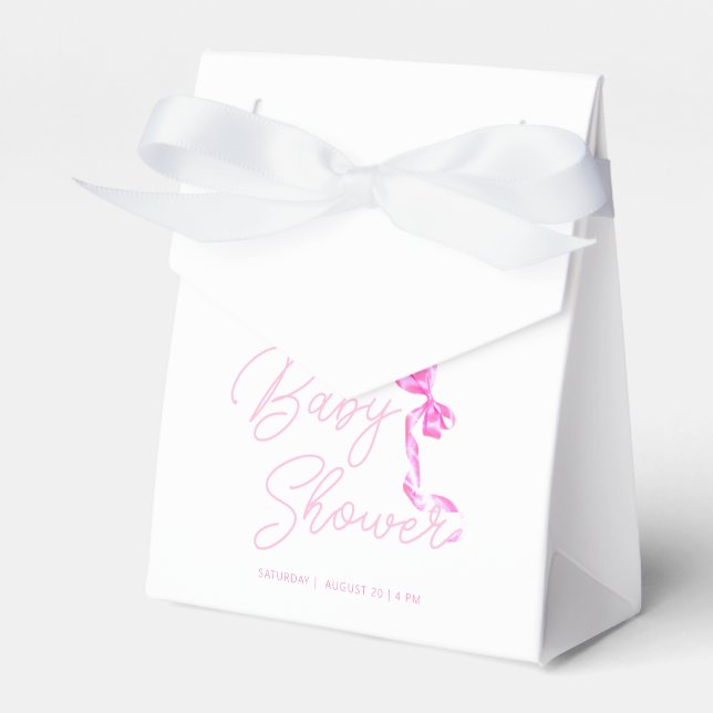 Sweet Coquette Rosa Bow Tie Elegant Baby Shower Presentaskar (Framsidan Sidan)