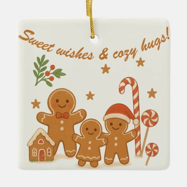 Sweet & Cozy Gingerbread Family Christmas Ornament (Framsida)