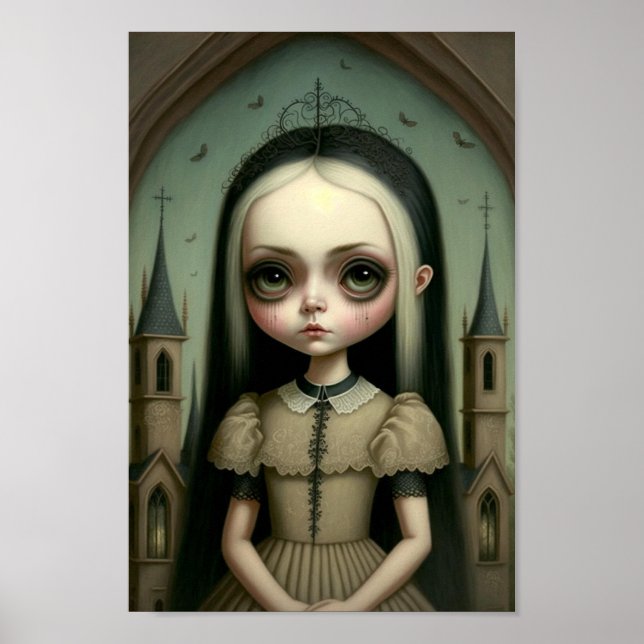 Sweet & Creepy Gothic Girl Art Poster (Framsidan)