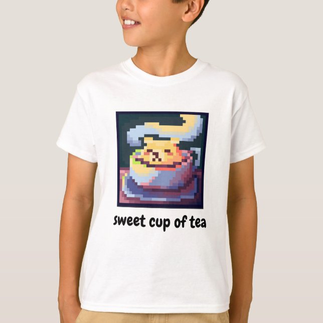 sweet cup of tea, pixelart, Pixel Art, shirt T (Framsida)