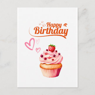 Sweet Cupcake Birthday  Greeting PostCard Vykort