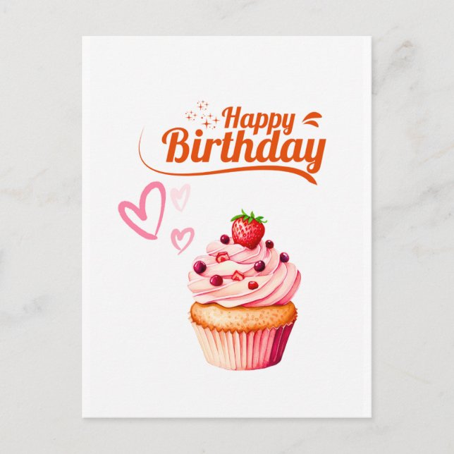 Sweet Cupcake Birthday  Greeting PostCard Vykort (Framsida)