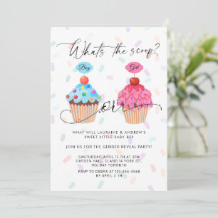 Sweet Cupcoa Gender Reveal Party Inbjudningar