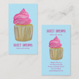 Sweet Cupkaka Catering Bakery Rosa Blue ANPASSNING Visitkort