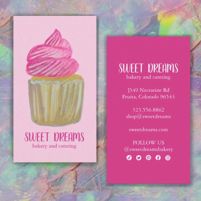 Sweet Cupkaka Catering Bakery Rosa Social Icons Visitkort (Skapare uppladdad)