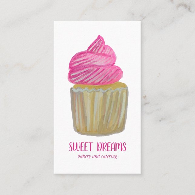 Sweet Cuptårta Catering Rosa ANPASSNINGSBAR i bake Visitkort (Framsida)