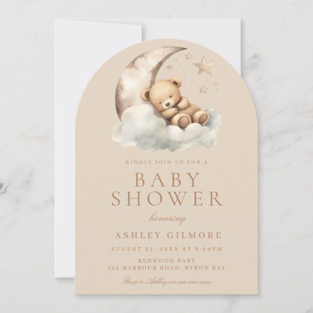 Sweet Cute Beige Neutralt Baby Shower Inbjudningar (Framsida)