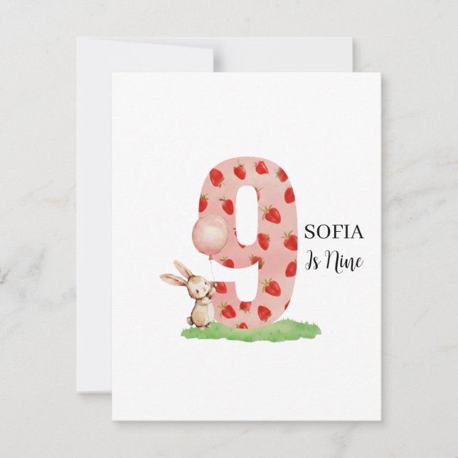 Sweet Cute Bunny 9th Birthday Card for Daughter Julkort (Framsida)
