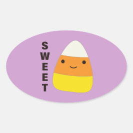 Sweet Cute Candy corn Ovalt Klistermärke