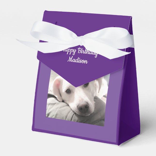 Sweet Cute Labrador Retriever Hund Lila Birthday Presentaskar (Framsidan Sidan)