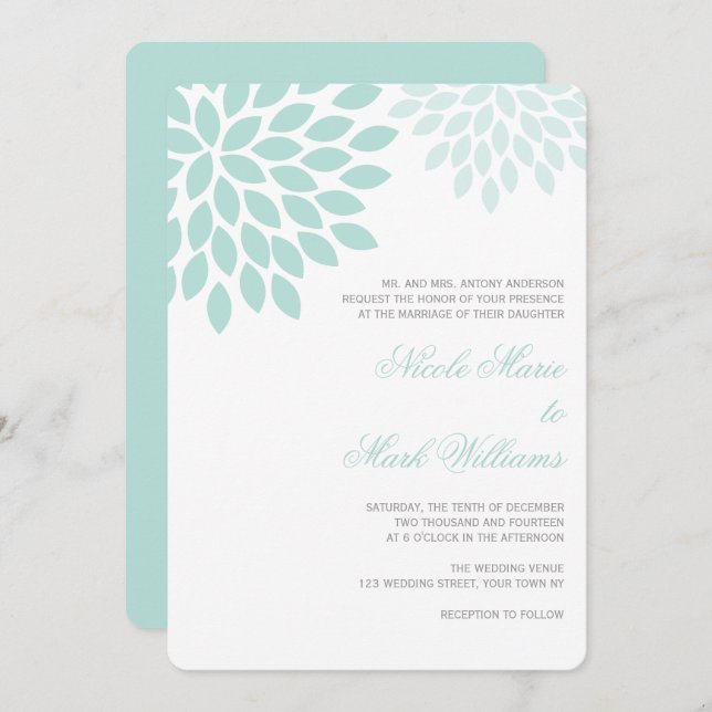 Sweet Dahlias Bröllop Inbjudningar (Fram/baksida)