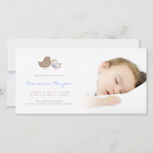 Sweet Damask Chicks Pojke Birth Notice Meddelande