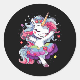 Sweet Dancing Ballerina Unicorn Ballet Unicorn Gir Runt Klistermärke