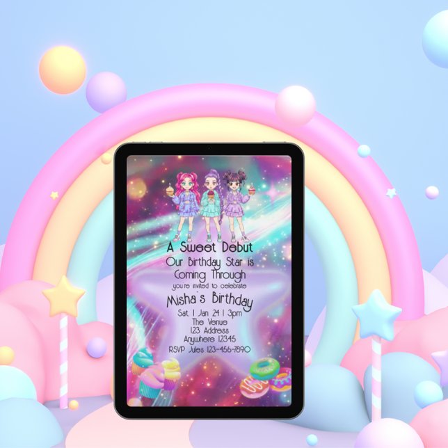 Sweet Debut Birthday KPOP Star Inbjudningar (Skapare uppladdad)