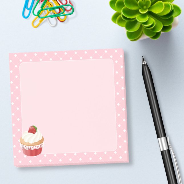 Sweet Delicious Strawberry Cuptårta Rosa Post-it Block (Skapare uppladdad)