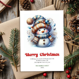 Sweet digital cartoon snowman festive greeting julkort