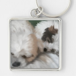 Sweet dogs, fyrkantig silverfärgad nyckelring