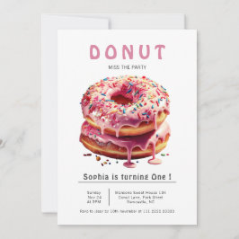 Sweet Donut 1:a födelsedagen Inbjudningar