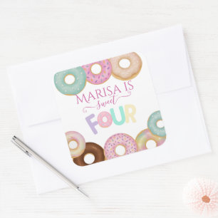 Sweet Donut Birthday Färgfulla barn Party - Fyrkantigt Klistermärke