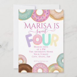 Sweet Donut Birthday | Färgfulla barn Party - Inbjudningar