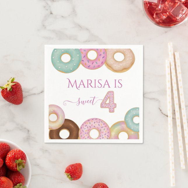 Sweet Donut Birthday | Färgfulla barn Party - Pappersservett (Insitu)