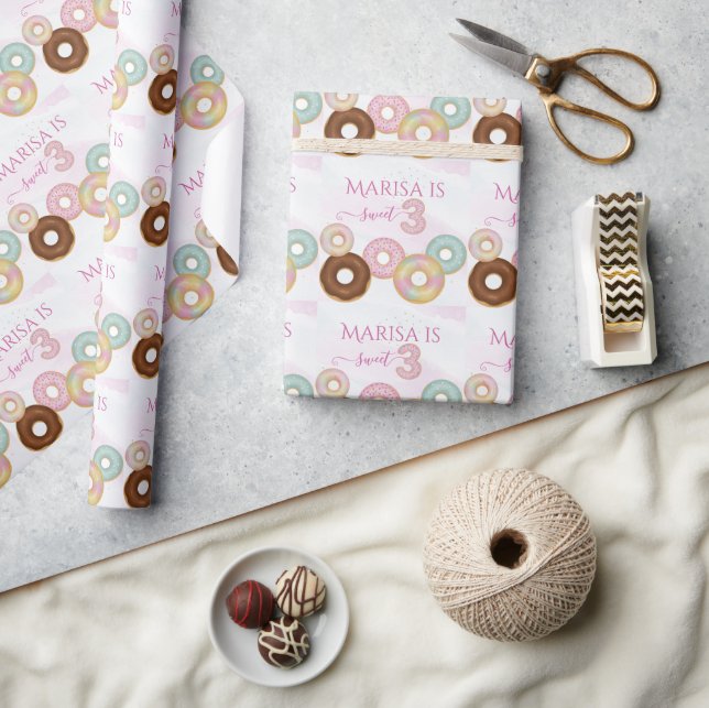 Sweet Donut Birthday | Färgfulla barn Party - Presentpapper (Hantverk)
