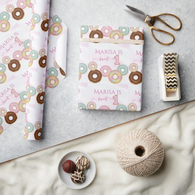 Sweet Donut Birthday | Färgfulla barn Party - Presentpapper (Hantverk)