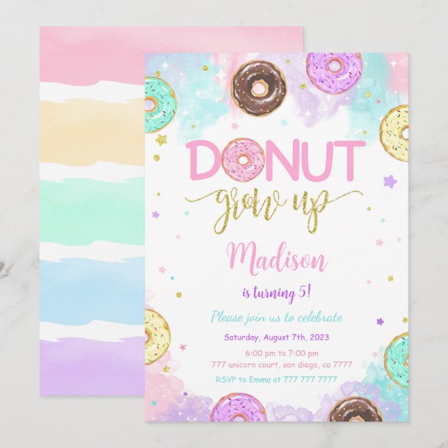 Sweet Donut Birthday Inbjudningar (Fram/baksida)