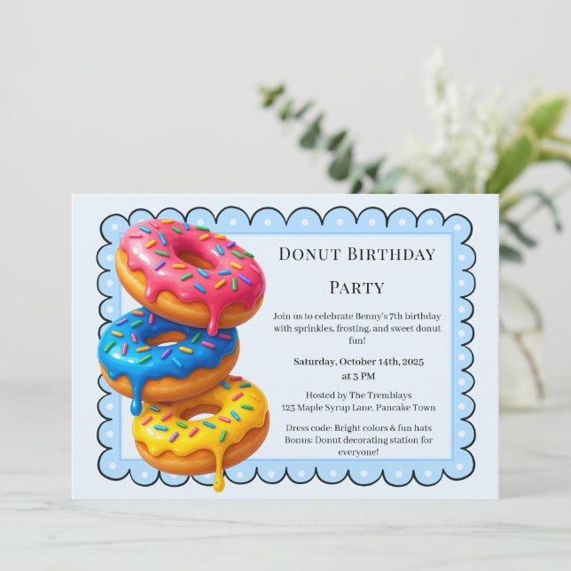 Sweet Donut Brunch | Födelsedagsfirande Inbjudningar (Stående Fram)