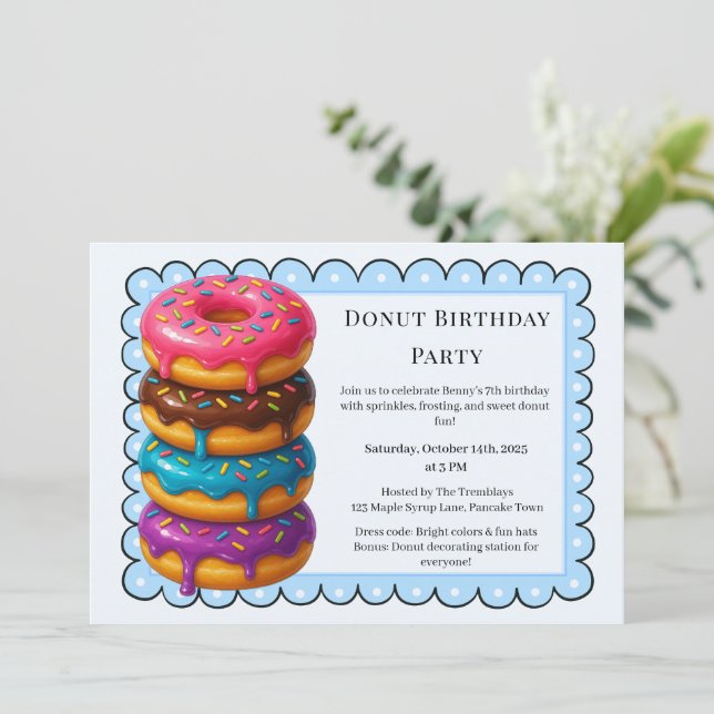 Sweet Donut Brunch | Födelsedagsfirande Inbjudningar (Stående Fram)