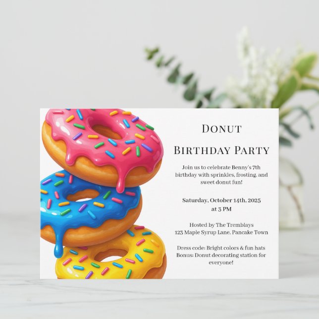 Sweet Donut Brunch | Födelsedagsfirande Inbjudningar (Stående Fram)