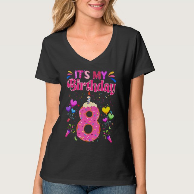 Sweet Donut It's My 8th Birthday  8 Years Old T Shirt (Framsida)