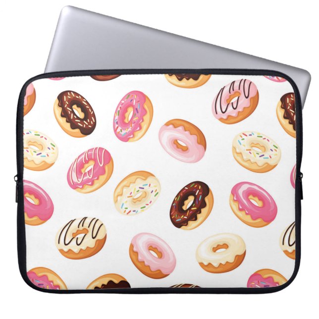 Sweet Donut Mönster Laptop Fodral (Framsidan)