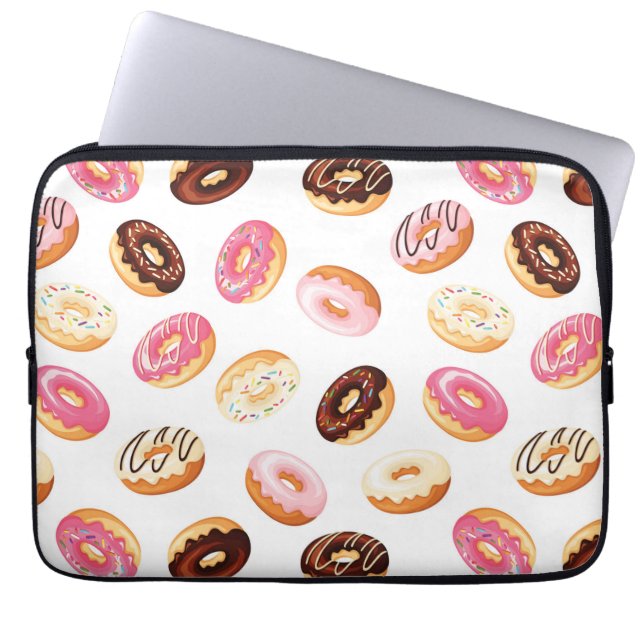 Sweet Donut Mönster Laptop Fodral (Framsidan)